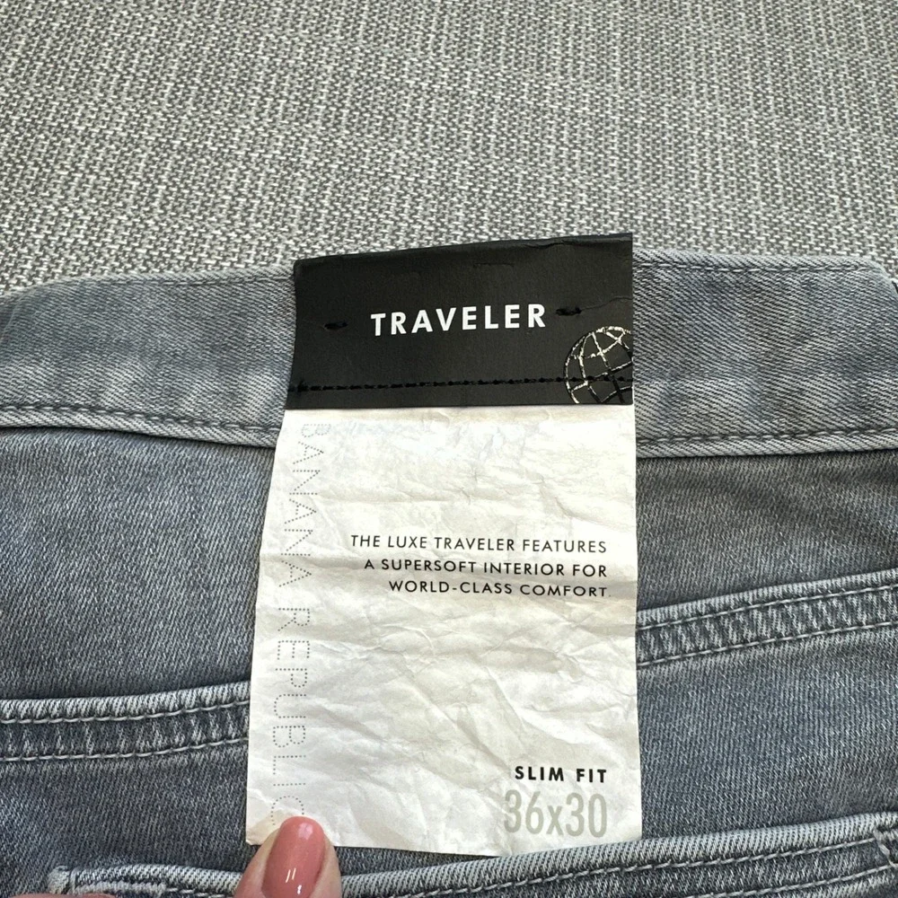 New Banana Republic Traveler Slim Fit‎ Jeans 36x30 Mid Rise Grey Denim Stretch